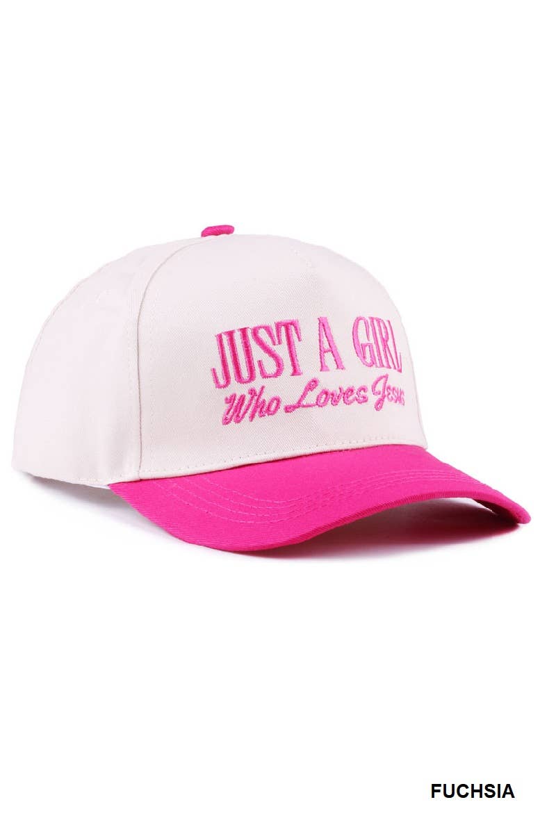 `1014 Just A Girl Who Loves Jesus Two Tone Canvas Cotton Cap SI-28 Zenana Consgt.