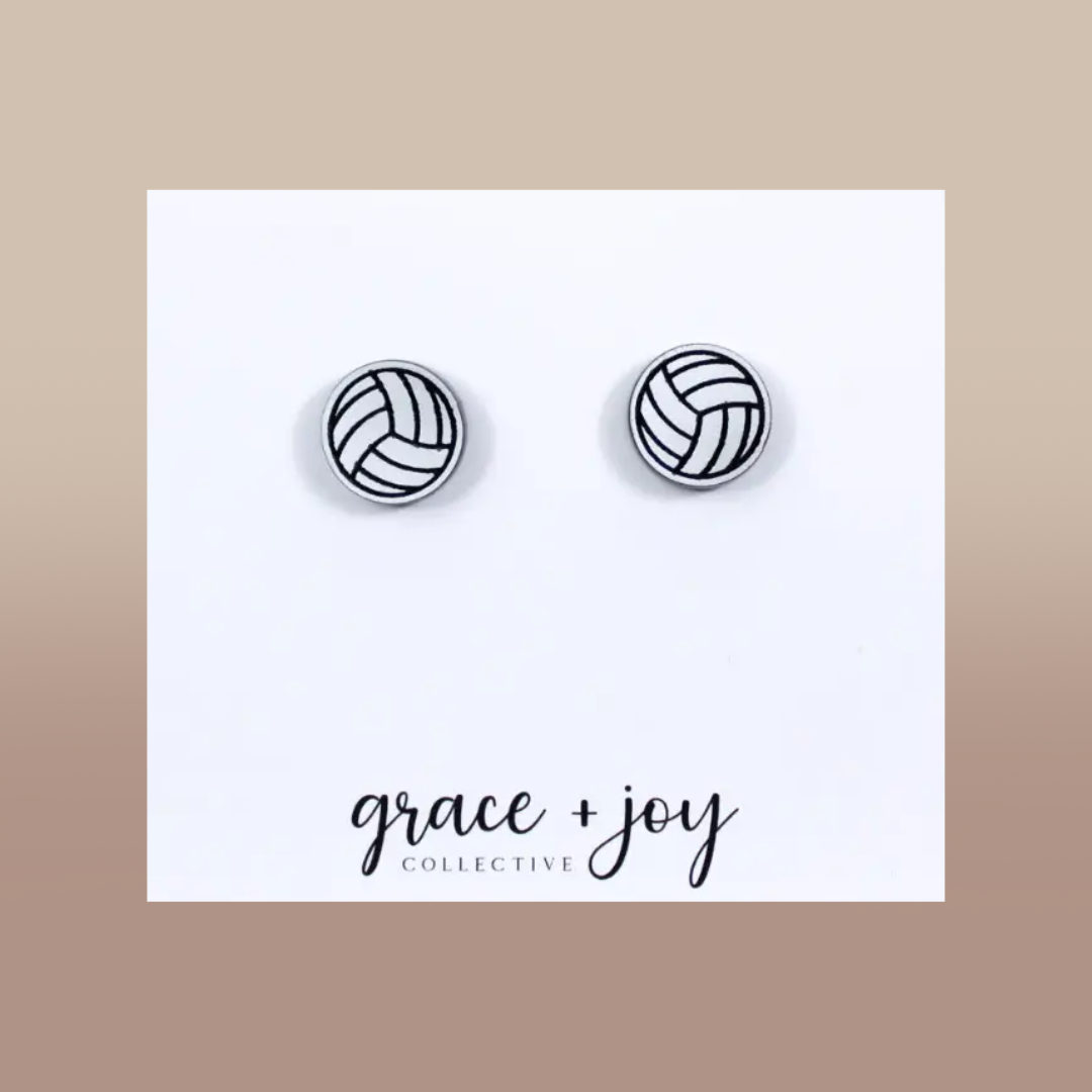 Volleyball Stud Earring, Acrylic Earrings
