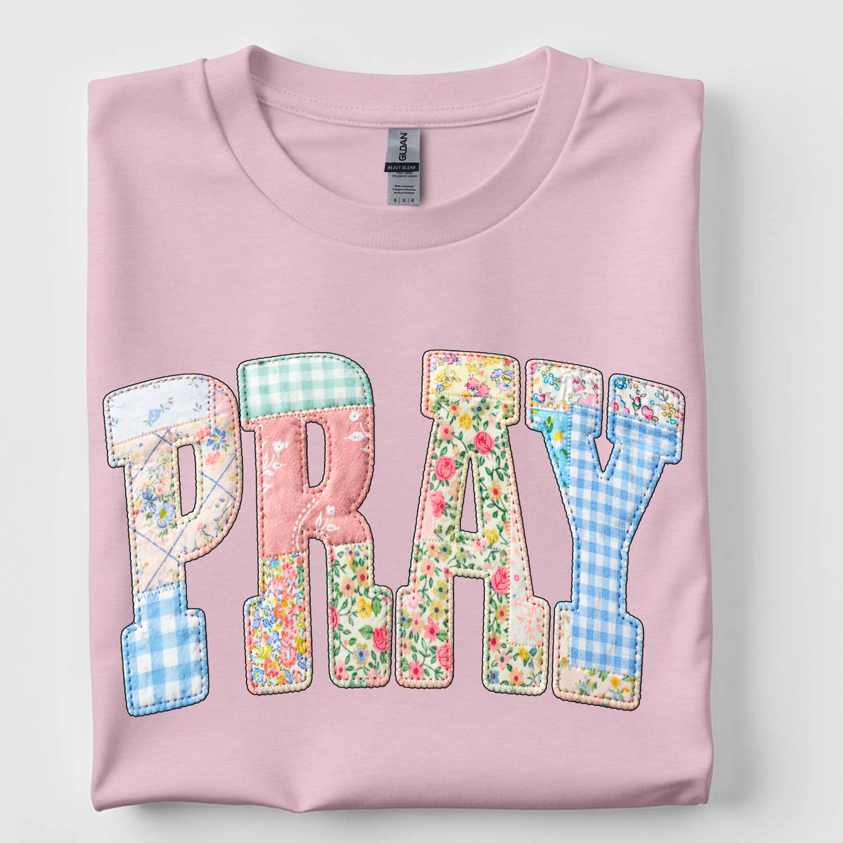 Faux quilted pray t-shirt