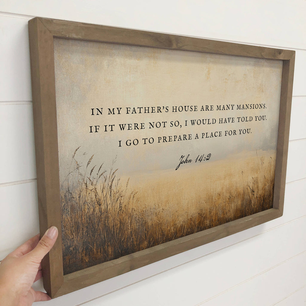 In My Father's House Scripture Canvas Art with Wood Frame