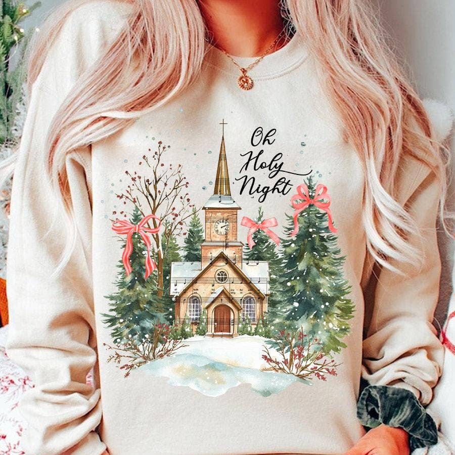 Jesus Christmas Sweatshirt, Oh Holy Night T-Shirt, Xmas Tee