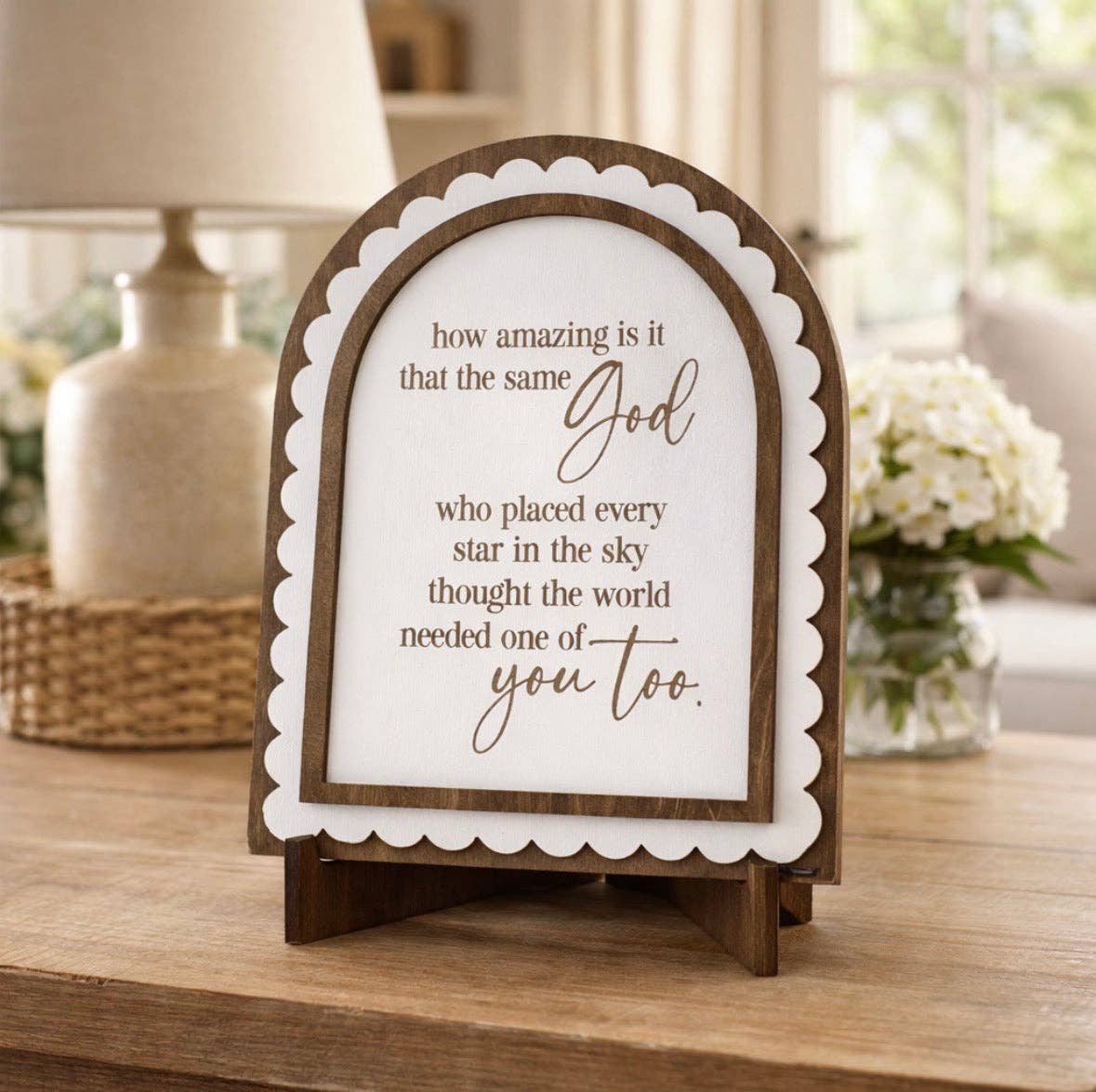 Same God Needed You | Scalloped Wood Arch Sign