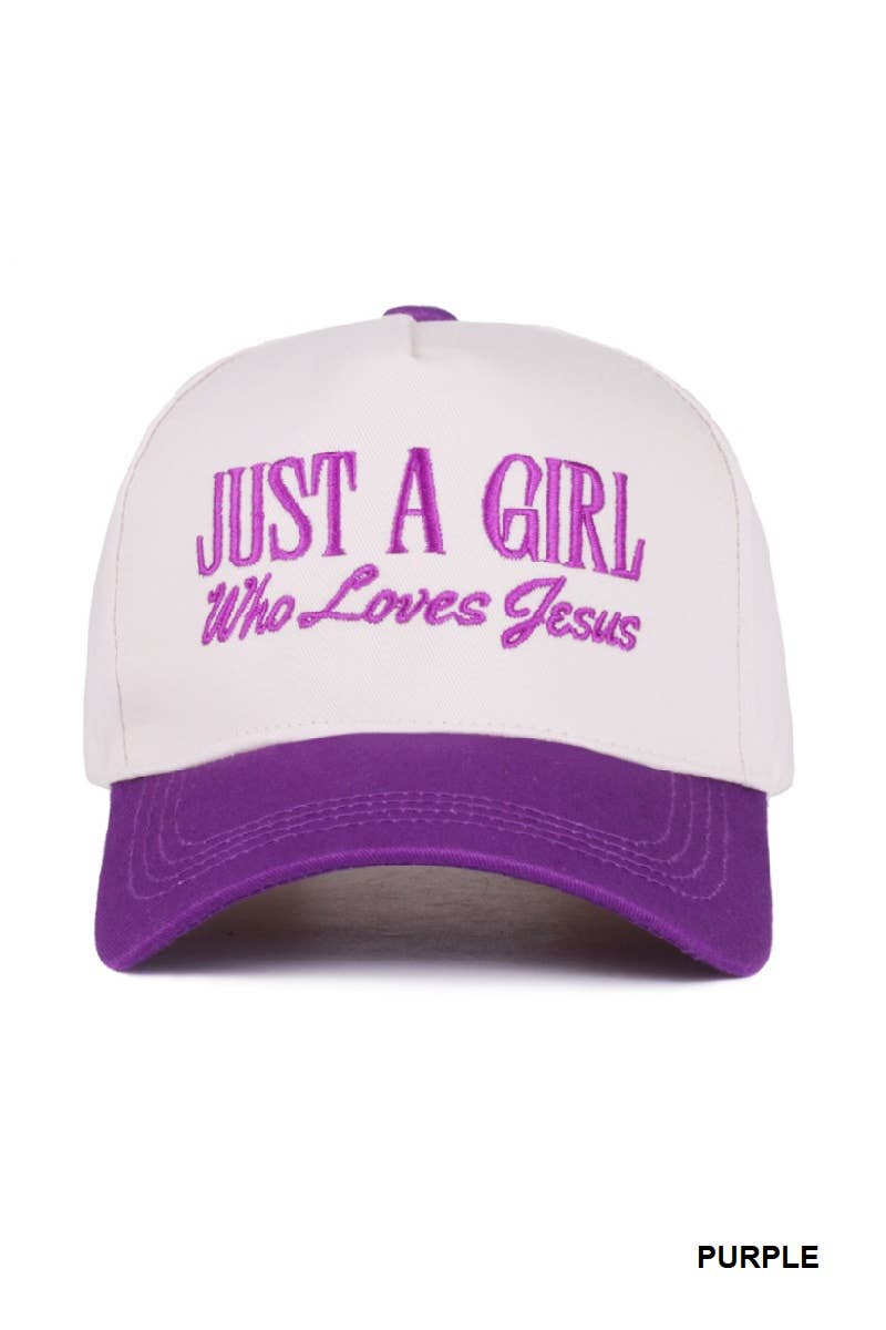 `1014 Just A Girl Who Loves Jesus Two Tone Canvas Cotton Cap SI-28 Zenana Consgt.