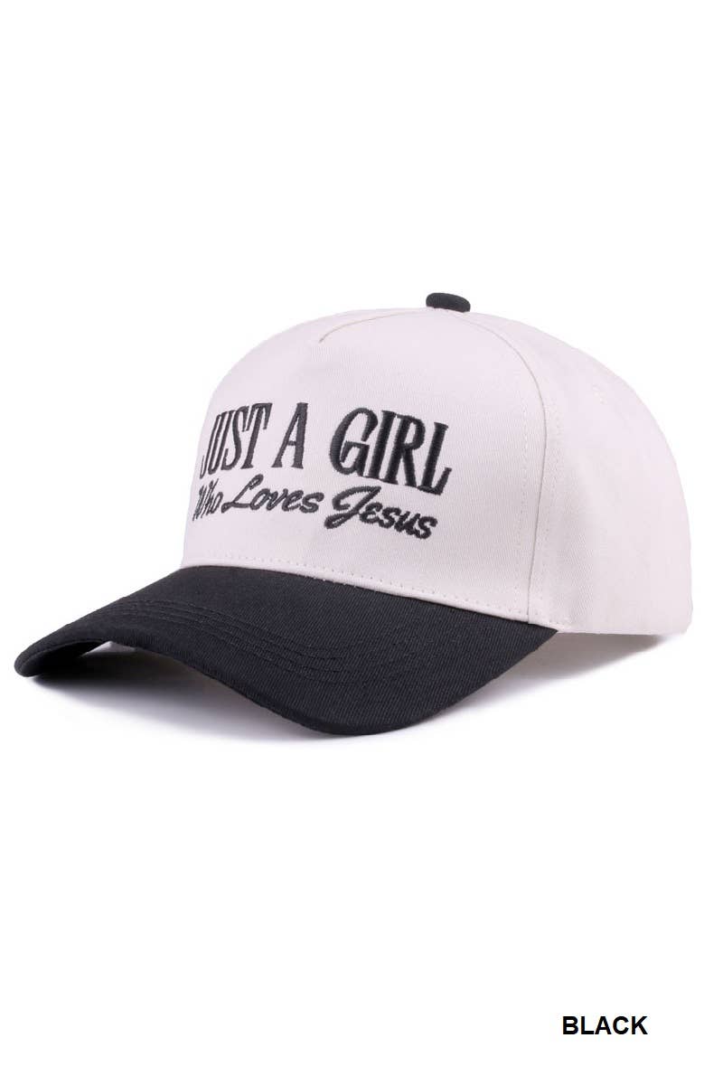 `1014 Just A Girl Who Loves Jesus Two Tone Canvas Cotton Cap SI-28 Zenana Consgt.