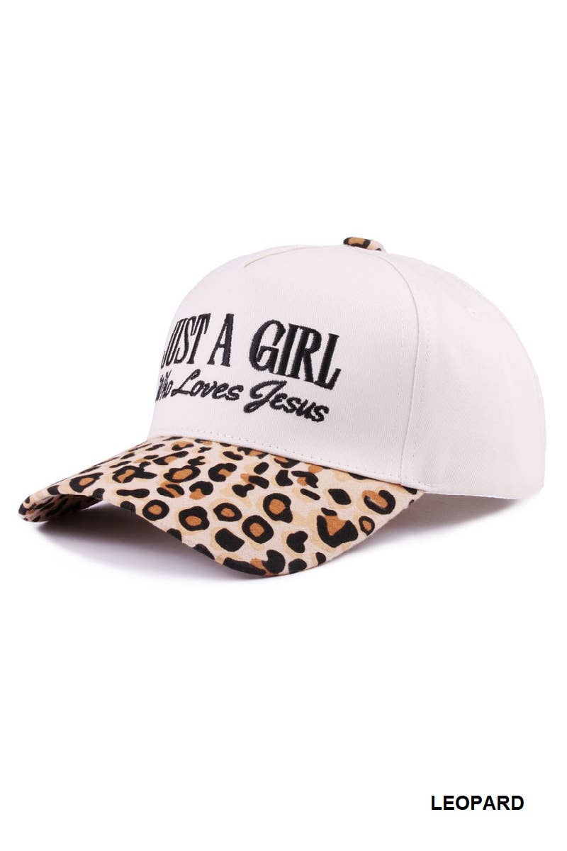 `1014 Just A Girl Who Loves Jesus Two Tone Canvas Cotton Cap SI-28 Zenana Consgt.