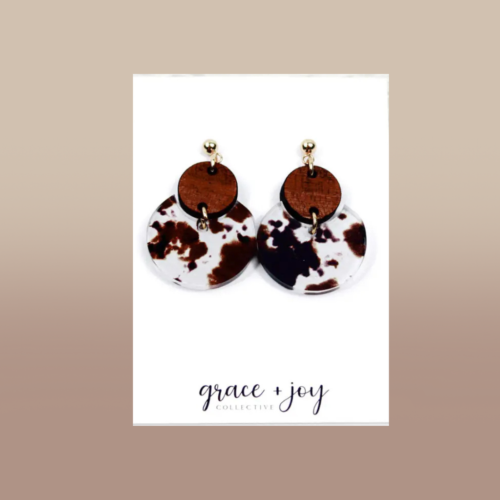 Cow Print Dangle Earrings, Acrylic Earrings