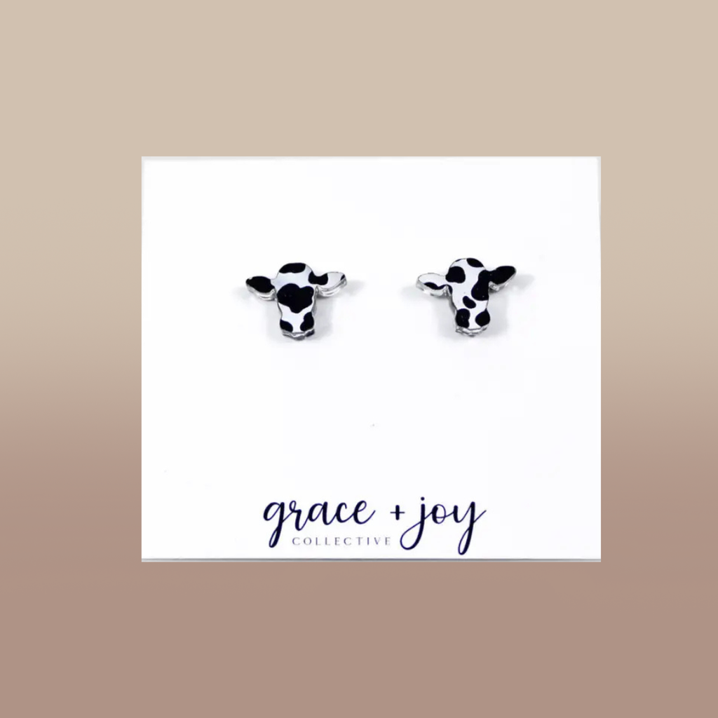 Cow Print Stud Earrings