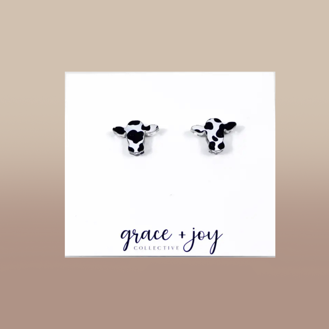 Cow Print Stud Earrings