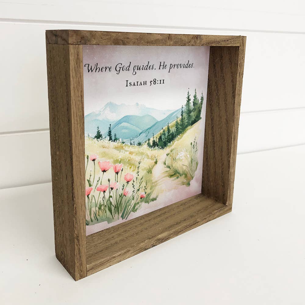 Where God Guides He Provides Pink Flowers - Scripture Art