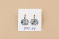 Black and White Floral Pumpkin Dangle Earrings, Acrylic
