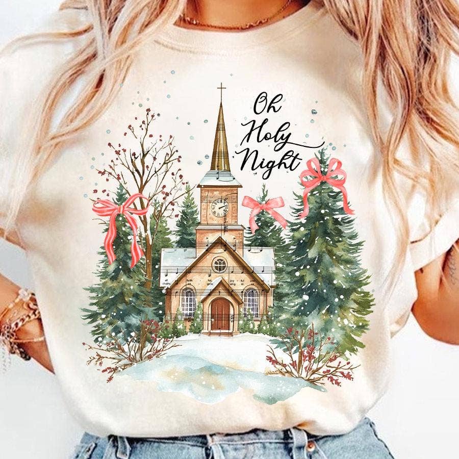 Jesus Christmas Sweatshirt, Oh Holy Night T-Shirt, Xmas Tee