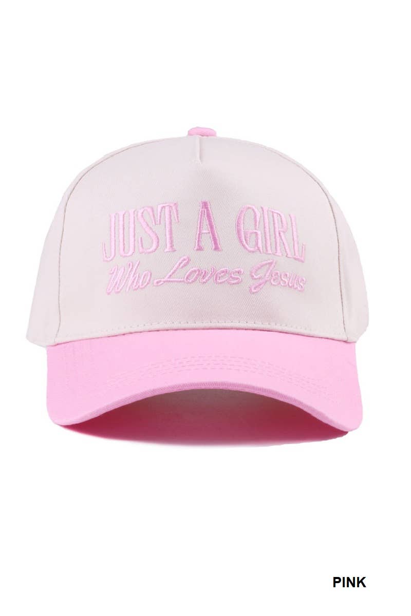 `1014 Just A Girl Who Loves Jesus Two Tone Canvas Cotton Cap SI-28 Zenana Consgt.