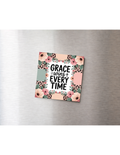 Grace Wins Leopard Floral 2x2 Fridge Magnet
