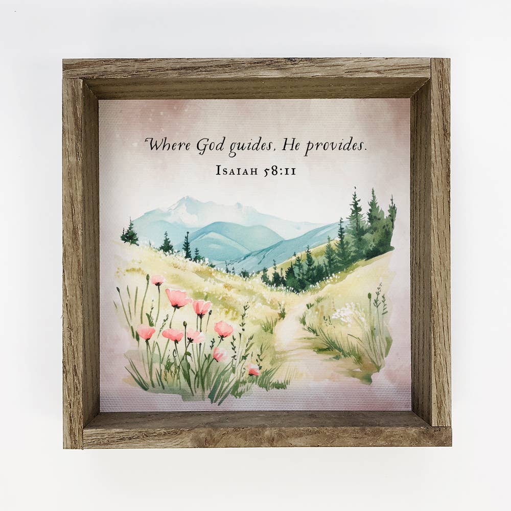 Where God Guides He Provides Pink Flowers - Scripture Art
