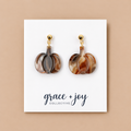 Brown Marble Pumpkin Dangle Earrings, Acrylic Earrings