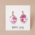 Pink and White Chinoiserie Scalloped Dangle Earrings