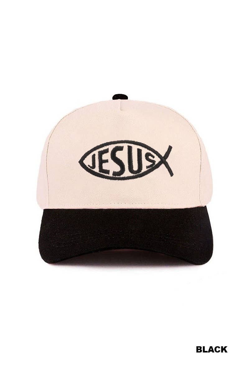`Jesus Lettering Two Tone Canvas Cotton Cap