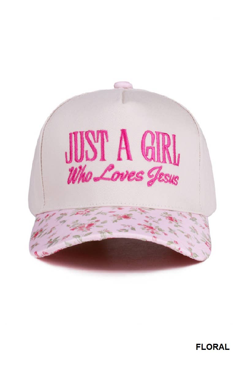 `1014 Just A Girl Who Loves Jesus Two Tone Canvas Cotton Cap SI-28 Zenana Consgt.