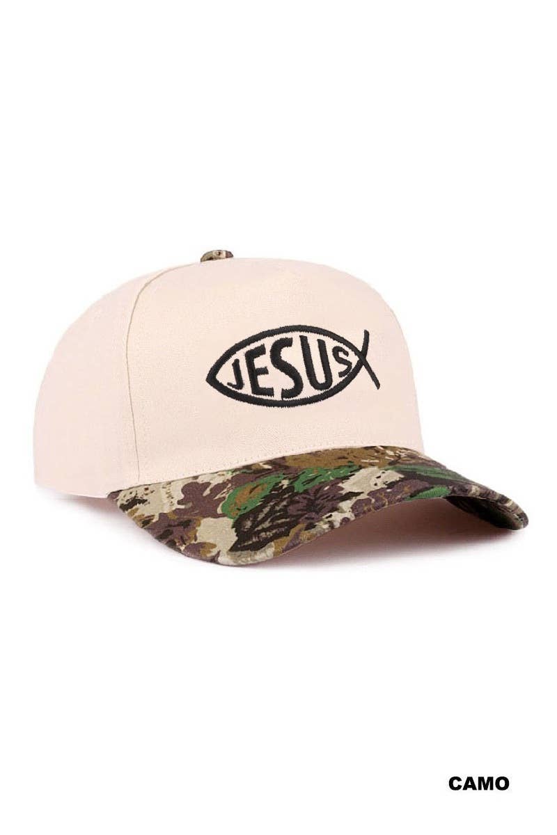 `Jesus Lettering Two Tone Canvas Cotton Cap