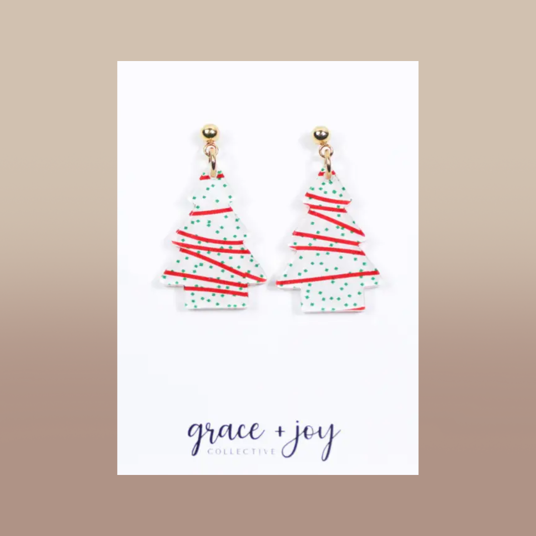Christmas Snack Cake Dangle Earrings, Acrylic Earrings
