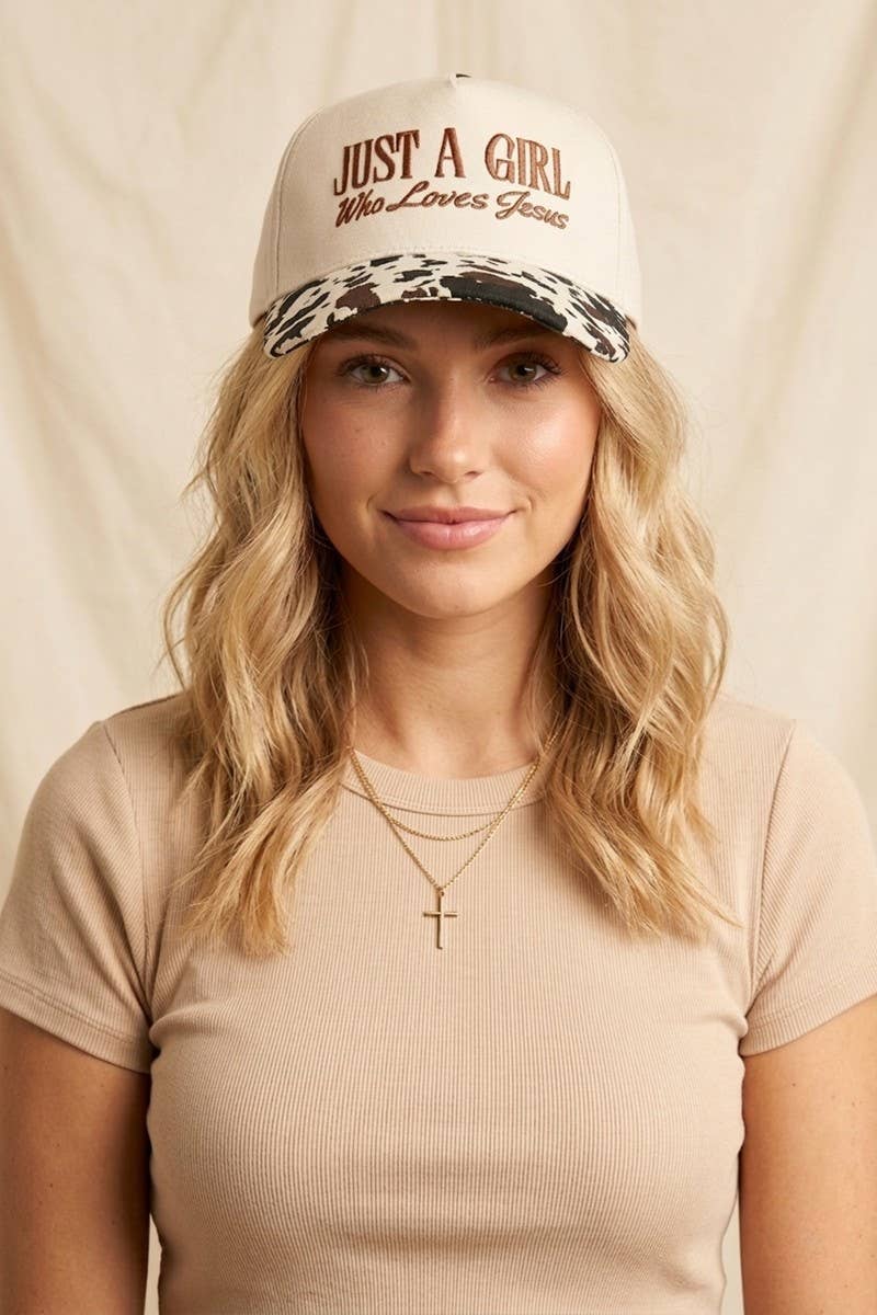 `1014 Just A Girl Who Loves Jesus Two Tone Canvas Cotton Cap SI-28 Zenana Consgt.