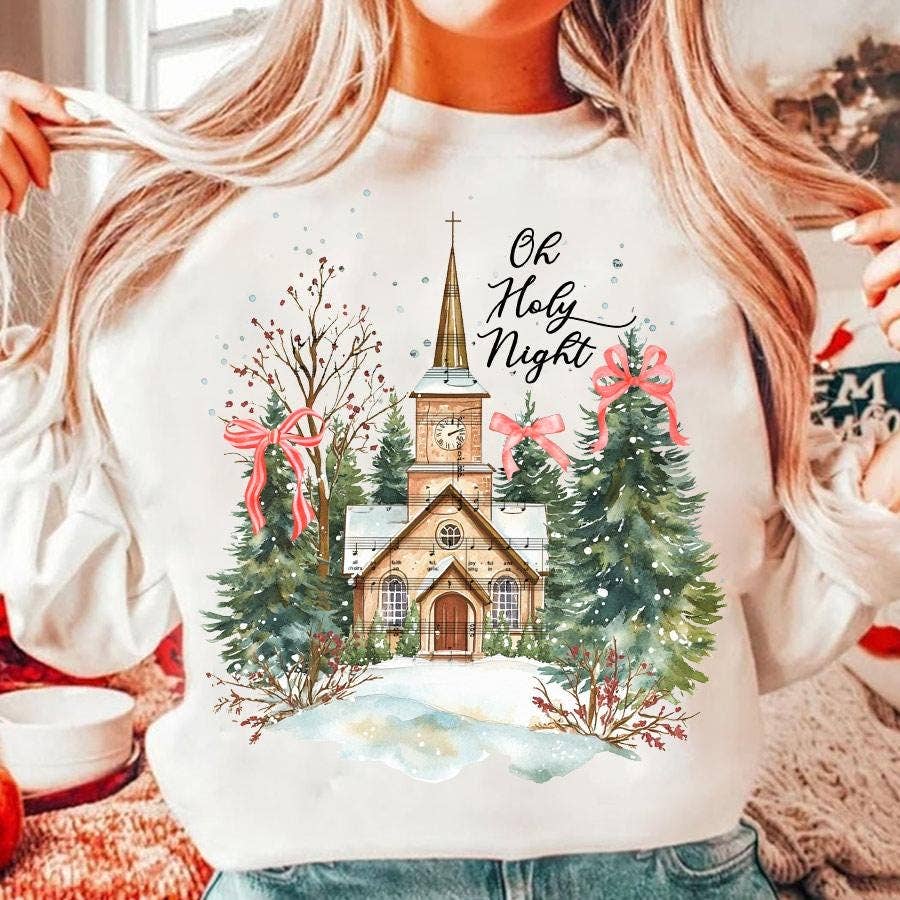 Jesus Christmas Sweatshirt, Oh Holy Night T-Shirt, Xmas Tee